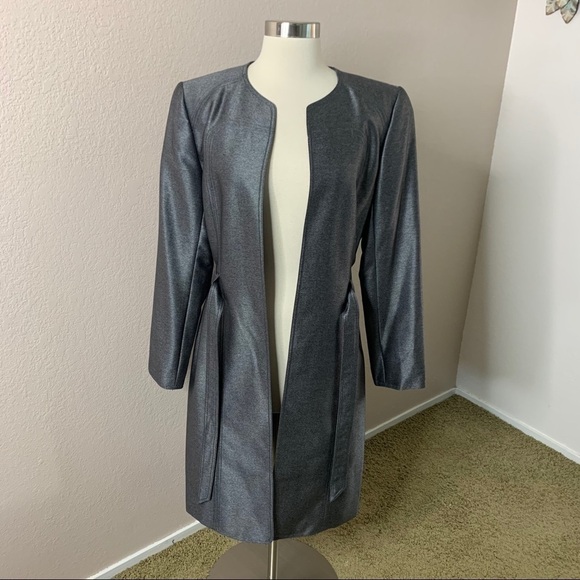 Calvin Klein Belted Coat Duster Medium Gray Color - Picture 11 of 15